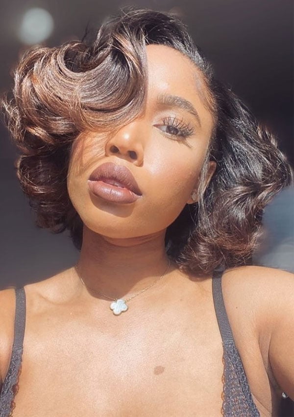 Collarbone Voluminous Curls Dark Brown — Classy Silk Press Hairstyles