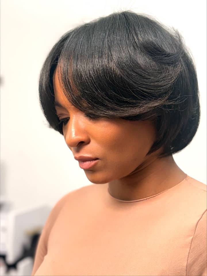 Bob with Rounded Ends and Curtain Bangs — Classy Silk Press Hairstyles