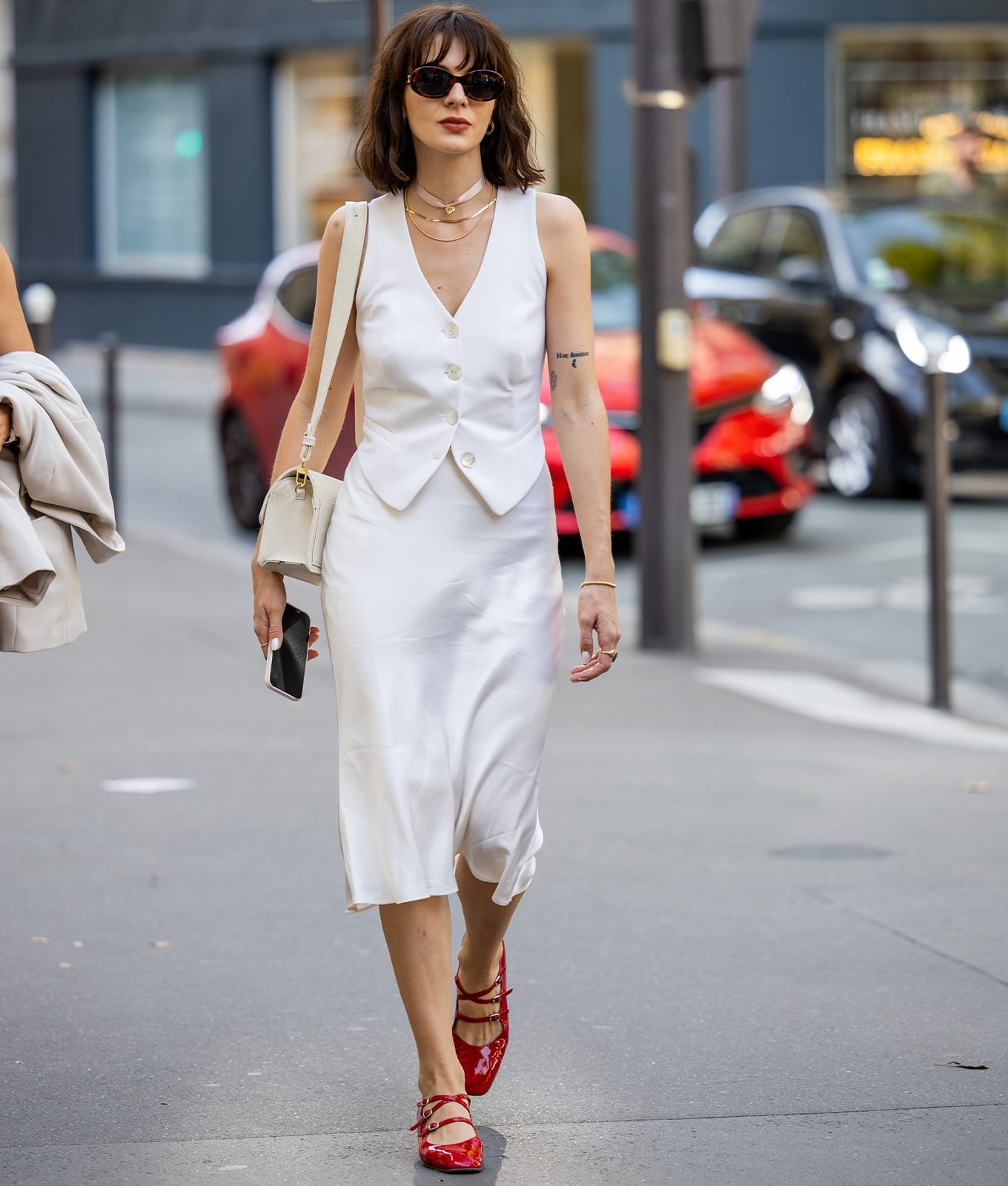 Cream Silk Bias-Cut Midi Skirt with a Black Blazer Cream Silk Bias-Cut Midi Skirt with a Black Blazer — Classy Silk Skirt Outfit