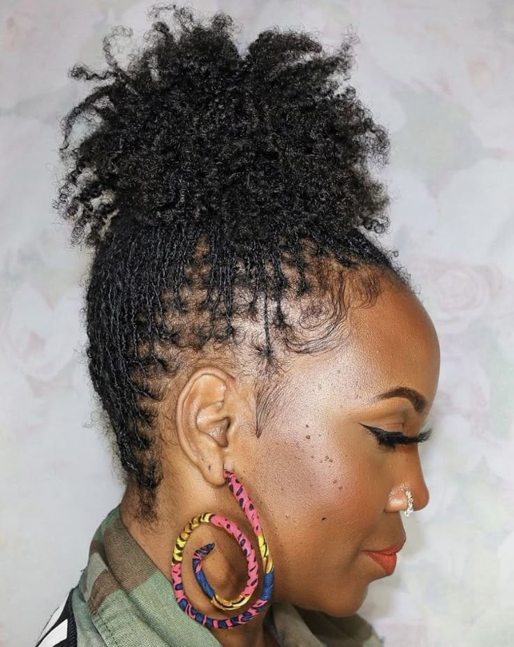 Mid-Back Black Coily Updo With Textured Crown Mid-Back Black Coily Updo With Textured Crown — Classy Sister Locs