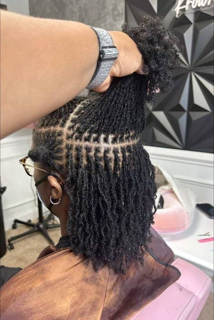 Shoulder Wavy Sisterlocks With Geometric Parting Shoulder Wavy Sisterlocks With Geometric Parting — Classy Sister Locs