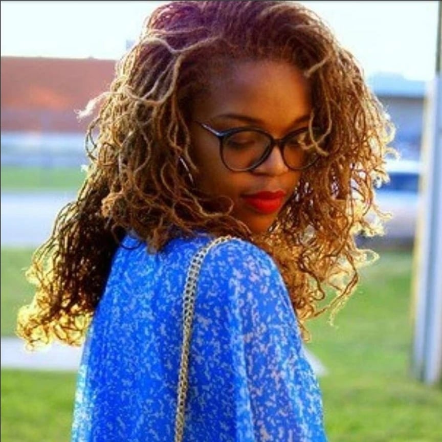 Mid-Back Wavy Locs With Blonde Highlights Loose Style, Close-Up Take Mid-Back Wavy Locs With Blonde Highlights Loose Style, Close-Up Take — Classy Sister Locs
