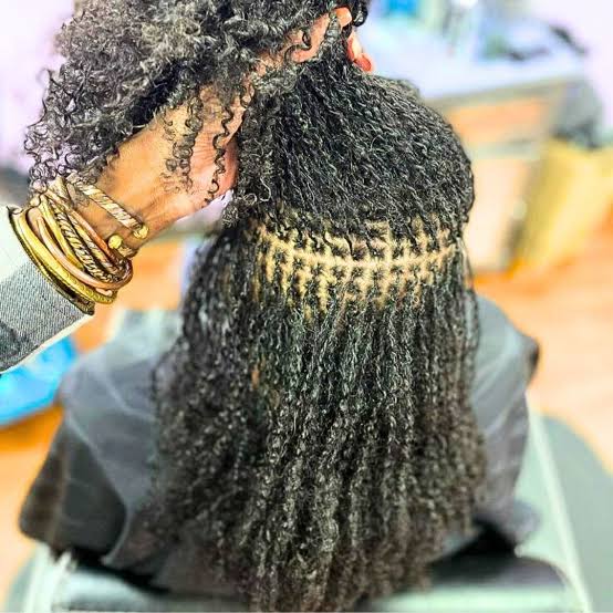 Shoulder Black Curly Sisterlocks With Geometric Parting Shoulder Black Curly Sisterlocks With Geometric Parting — Classy Sister Locs