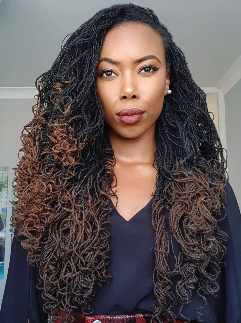 Collarbone Sister Locs With Brown Ombre Waves Collarbone Sister Locs With Brown Ombre Waves — Classy Sister Locs