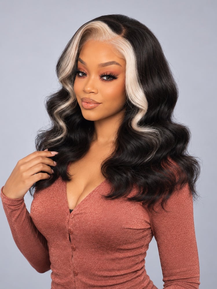 Skunk Stripe Highlight Lace Wig - Wiggins Hair