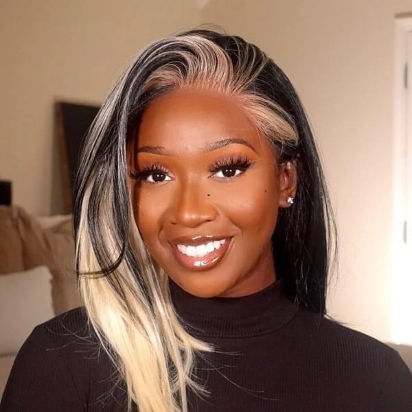Collarbone Wavy Fine Hair With Blonde Stripes Collarbone Wavy Fine Hair With Blonde Stripes — Classy Skunk Stripe Hair