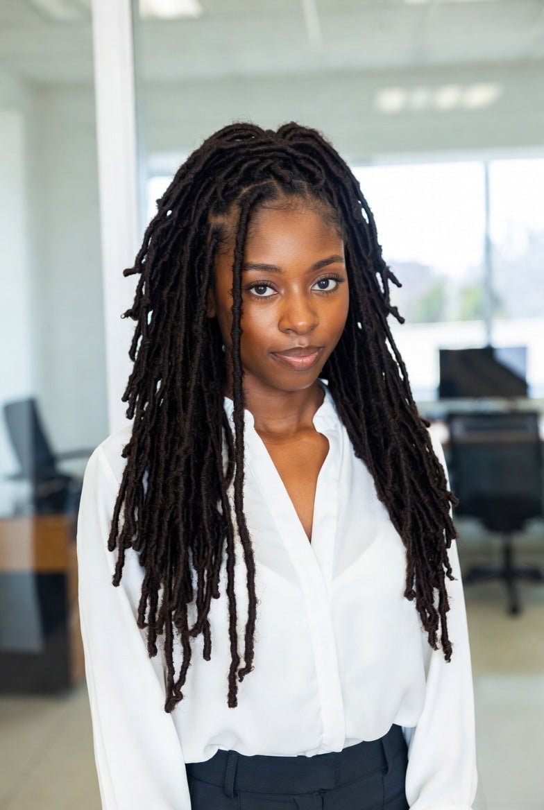 Mid-Back Dark Brown Locs Full Volume — Classy Soft Locs Hairstyles
