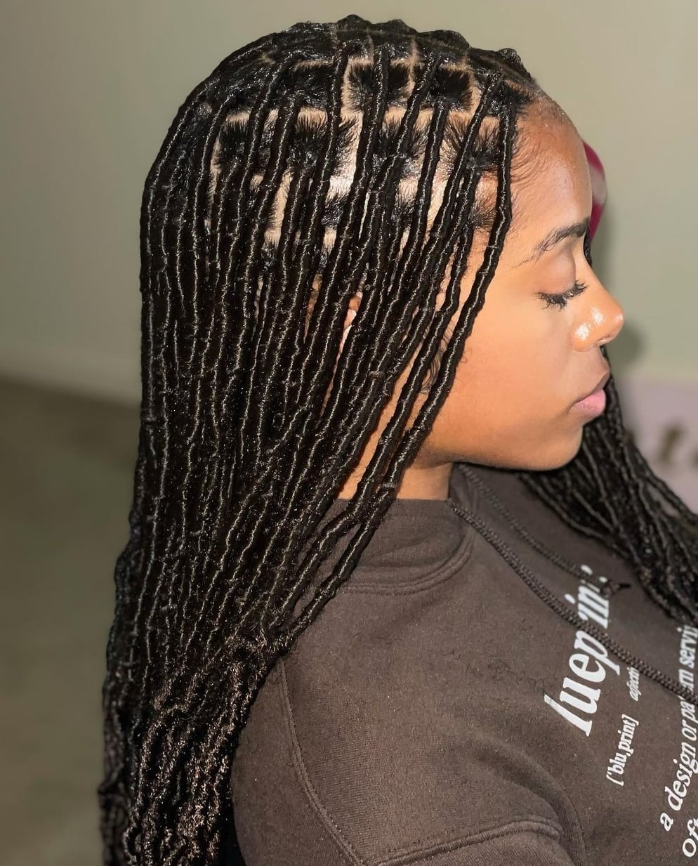 Collarbone Dark Brown Faux Locs Glossy Finish — Classy Soft Locs Hairstyles
