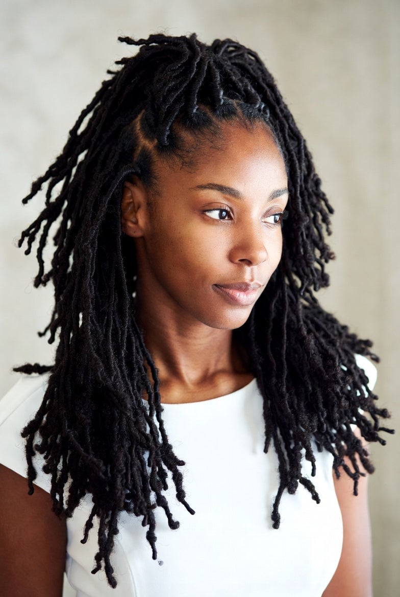 Mid-Back Black Butterfly Locs Volume, Close-Up Take — Classy Soft Locs Hairstyles