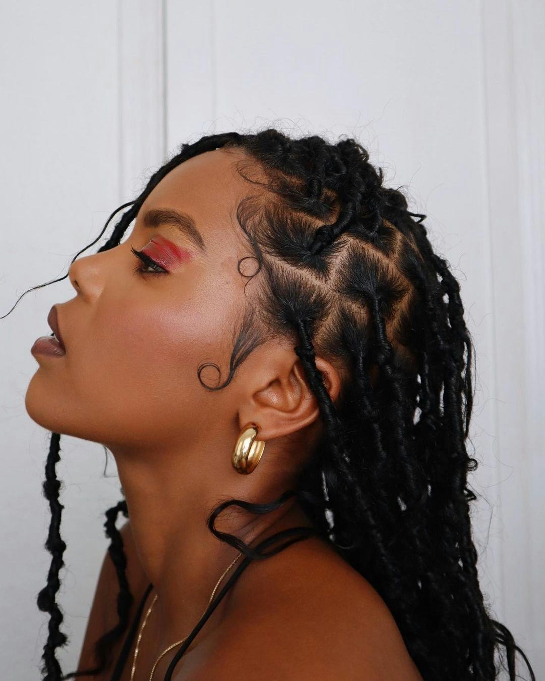 Mid-Back Black Butterfly Locs Side Profile — Classy Soft Locs Hairstyles