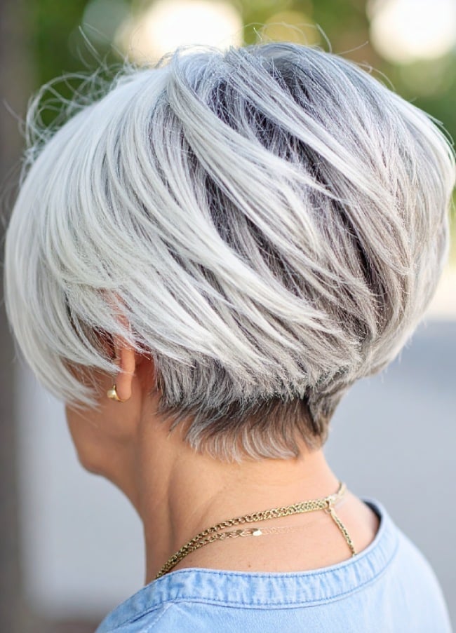 Chin Stacked Bob With Wispy Bangs — Classy Stacked Bob