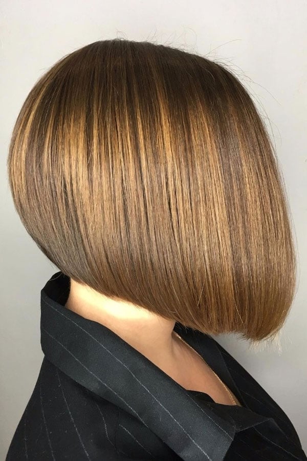 Angled Chin Bob With Honey Ombre — Classy Stacked Bob