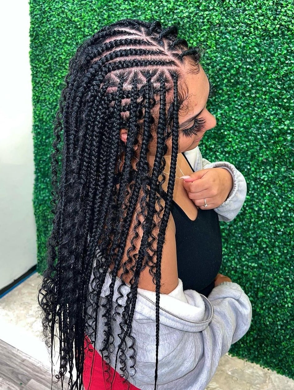 Stitch Braids With Long Curly Ends Stitch Braids With Long Curly Ends — Classy Stitch Braids Hairstyles