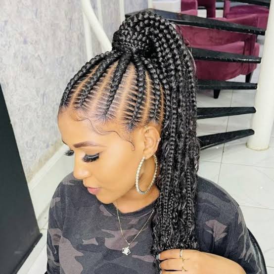High Ponytail With Wavy Ends High Ponytail With Wavy Ends — Classy Stitch Braids Hairstyles