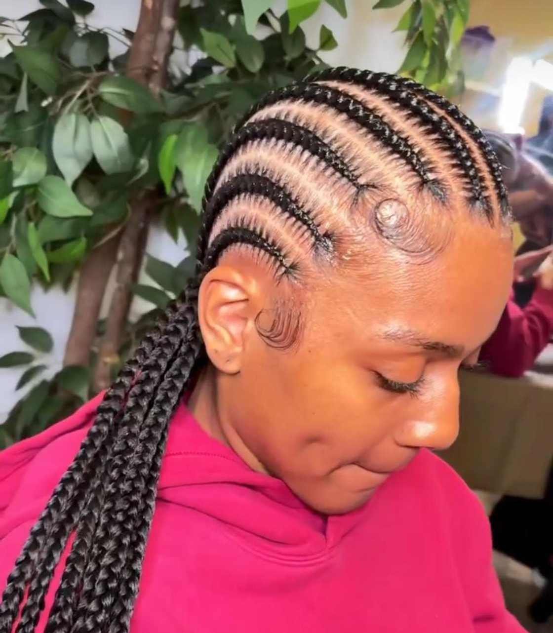 Mid-Back Braided Ponytail With Stitch Lines Mid-Back Braided Ponytail With Stitch Lines — Classy Stitch Braids Hairstyles