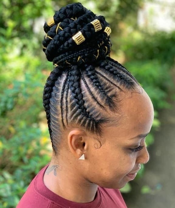 Braided Updo With Gold Beads Braided Updo With Gold Beads — Classy Stitch Braids Hairstyles