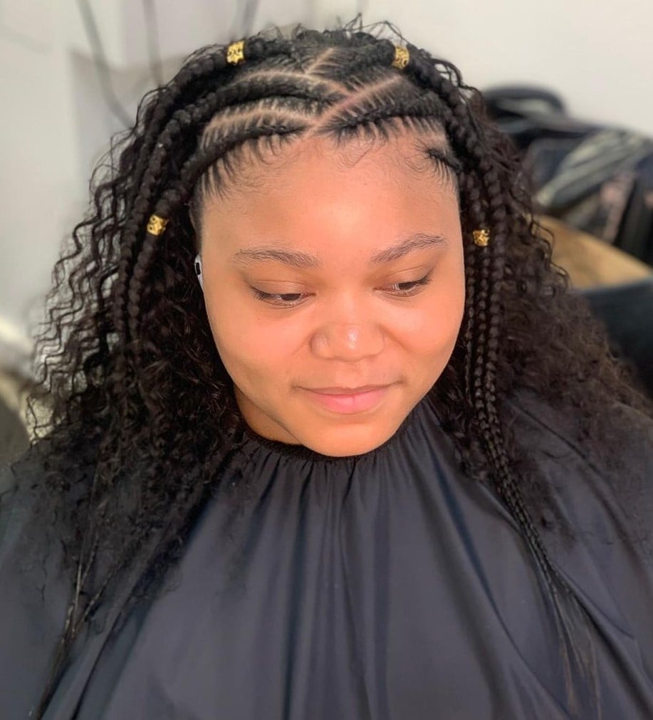 Mid-Back Straight Black Stitch Braids Mid-Back Straight Black Stitch Braids — Classy Stitch Braids Hairstyles