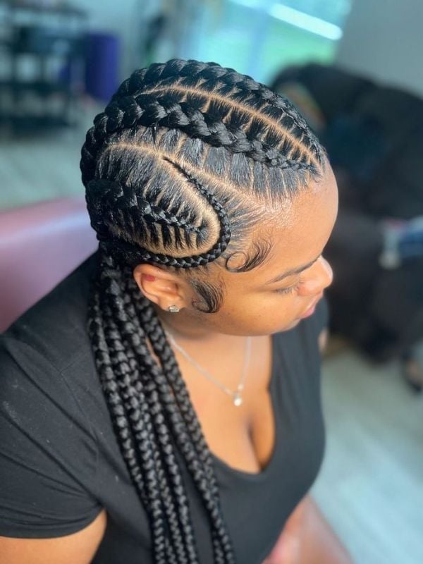 Geometric Stitch Braids With Loose Ends Geometric Stitch Braids With Loose Ends — Classy Stitch Braids Hairstyles