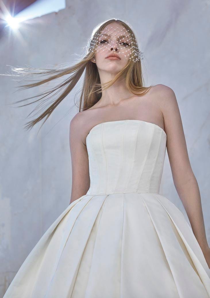 Mid-Back Light Blonde Windblown Waves With Veil — Classy Strapless Dresses Hairstyles
