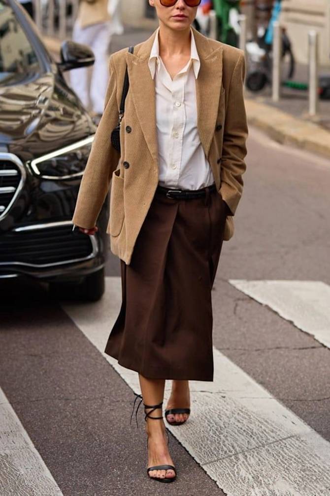 Corduroy Blazer and Wrap Skirt for Texture Play — Classy Street Style Outfits