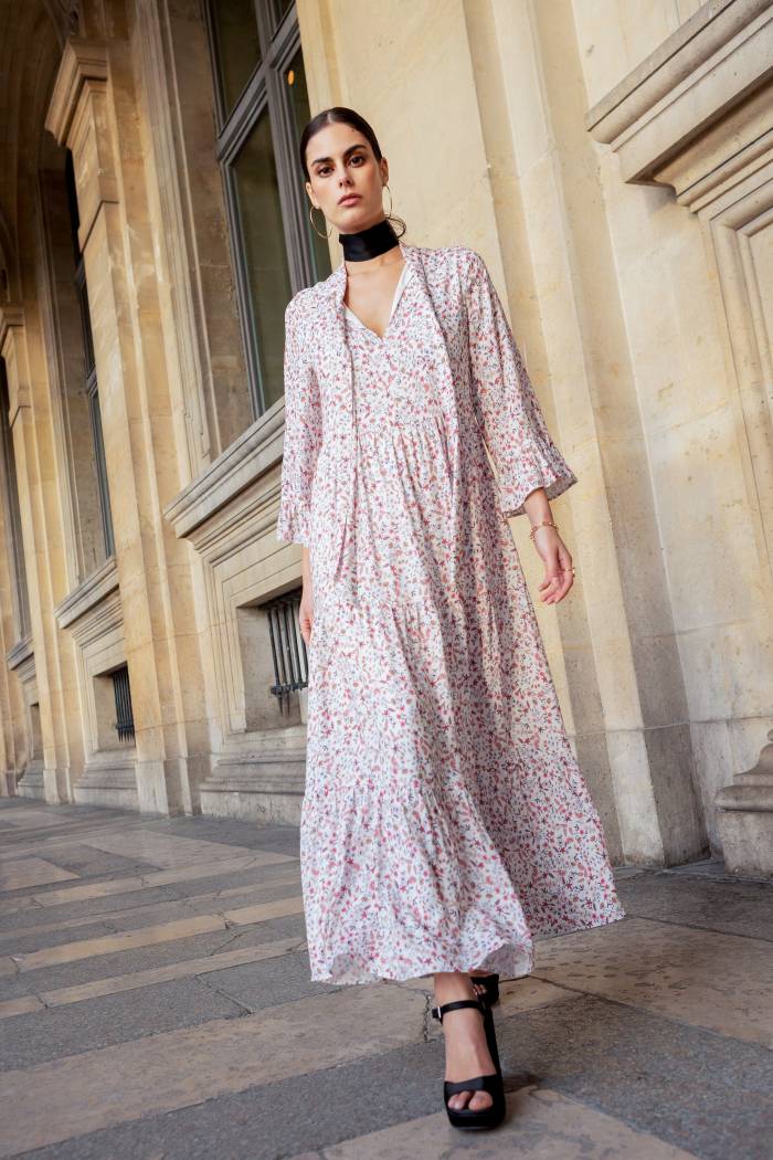 Floral Maxi Dress with Open Cardigan — Classy Street Style Outfits