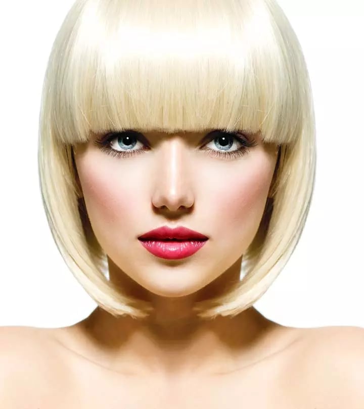 Platinum Blonde Bob With Blunt Bangs Platinum Blonde Bob With Blunt Bangs — Classy Styling Wig