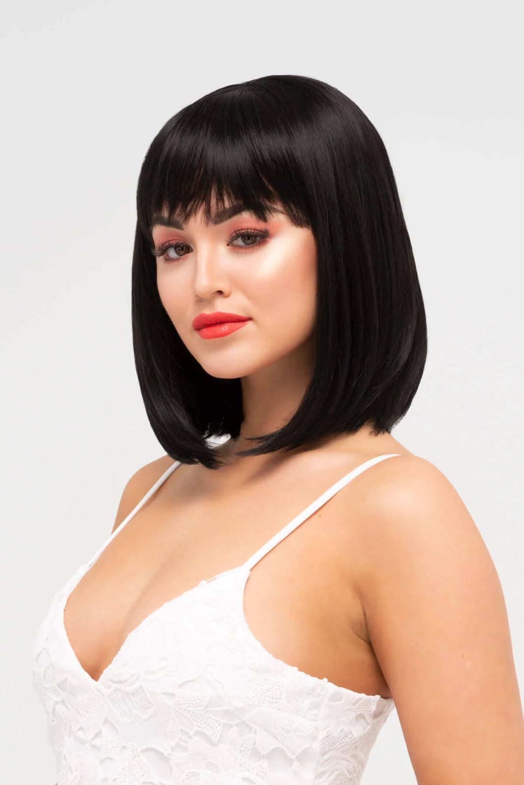 Blunt Black Bob With Blunt Bangs Blunt Black Bob With Blunt Bangs — Classy Styling Wig