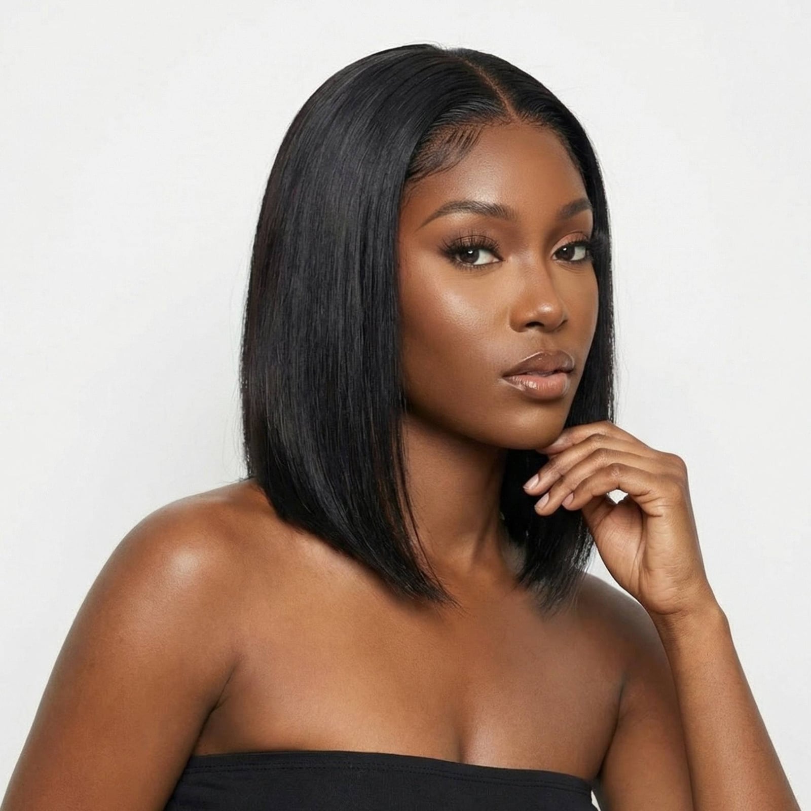 Sleek Chin Length Black Bob Sleek Chin Length Black Bob — Classy Styling Wig