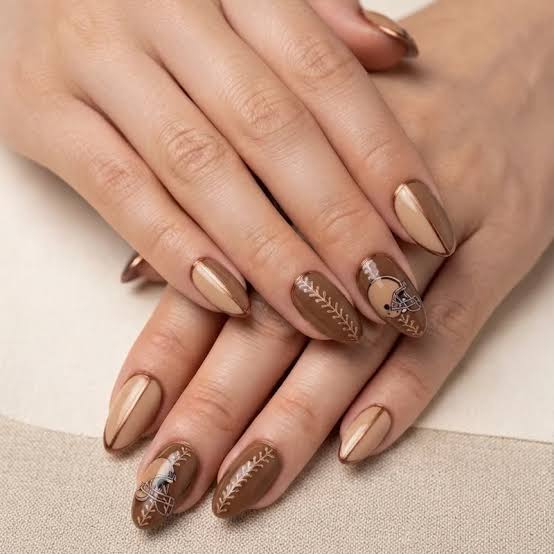 Mixed Matte and Glossy Geometric Tan Nails Mixed Matte and Glossy Geometric Tan Nails — Classy Tan Nails