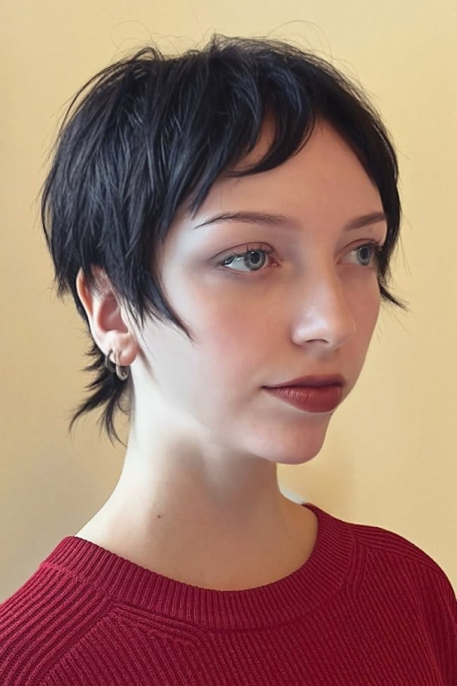 Dark Brown Pixie With Micro Fringe — Classy Textured Pixie