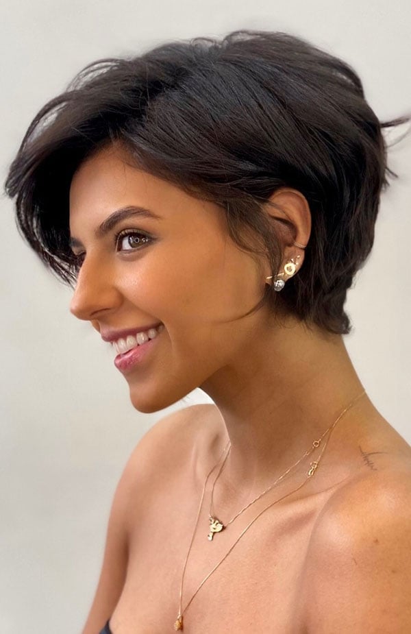 Dark Brown Pixie With Crown Texture — Classy Textured Pixie