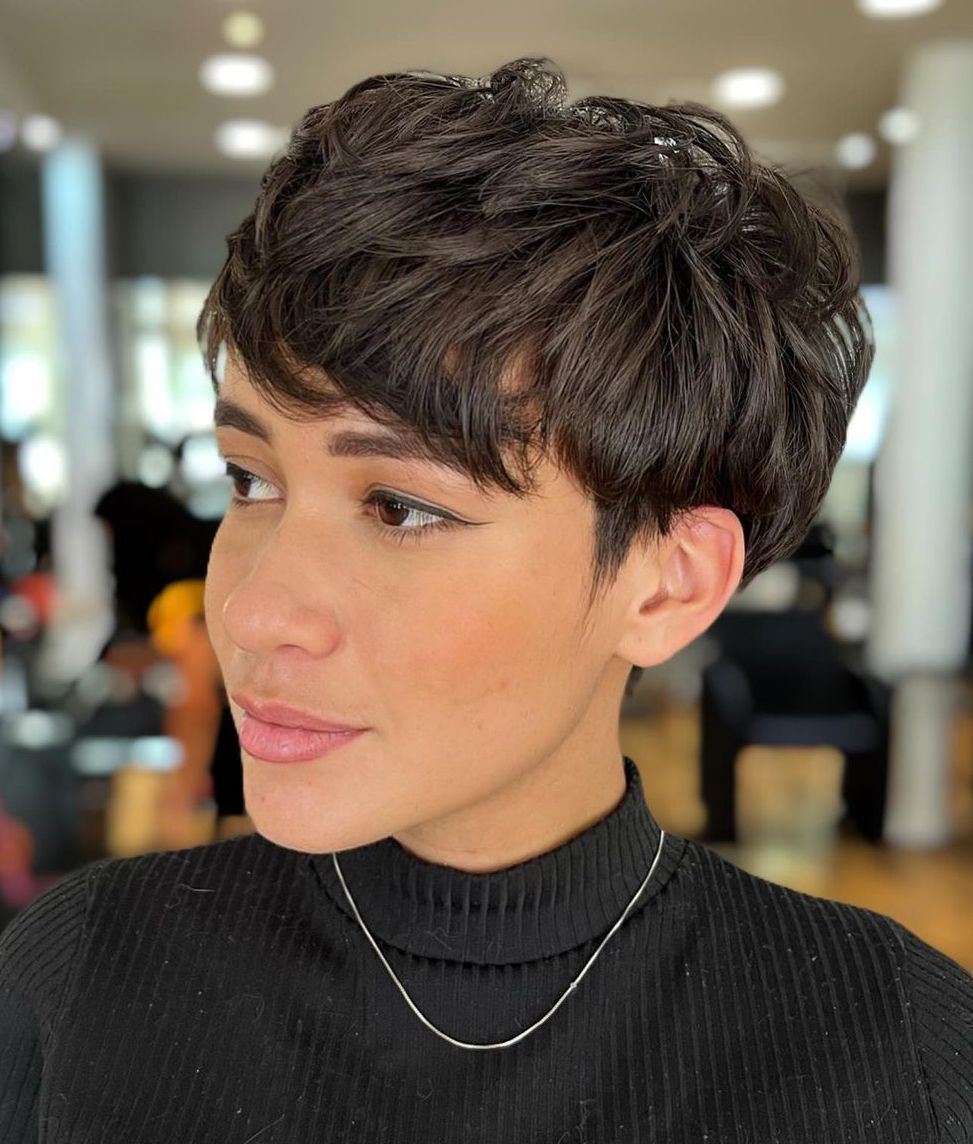 Medium Brown Pixie With Balayage — Classy Textured Pixie