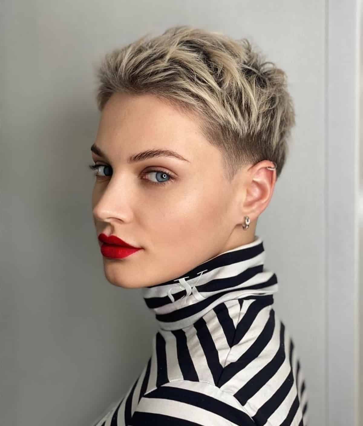 Ash Blonde Pixie With Darker Roots — Classy Textured Pixie