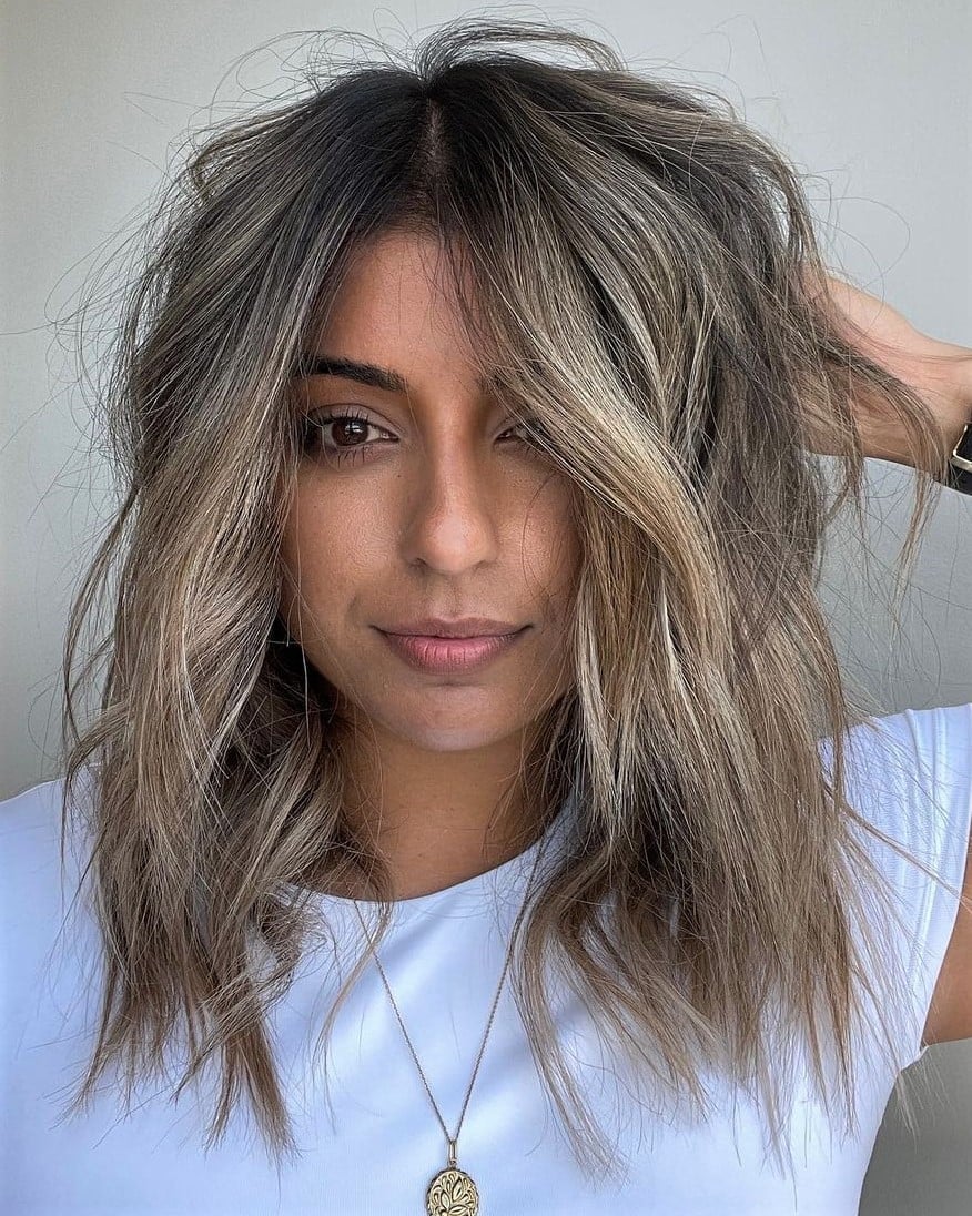 Dark Blonde Lob With Balayage And Waves Dark Blonde Lob With Balayage And Waves — Classy Thinning Hair