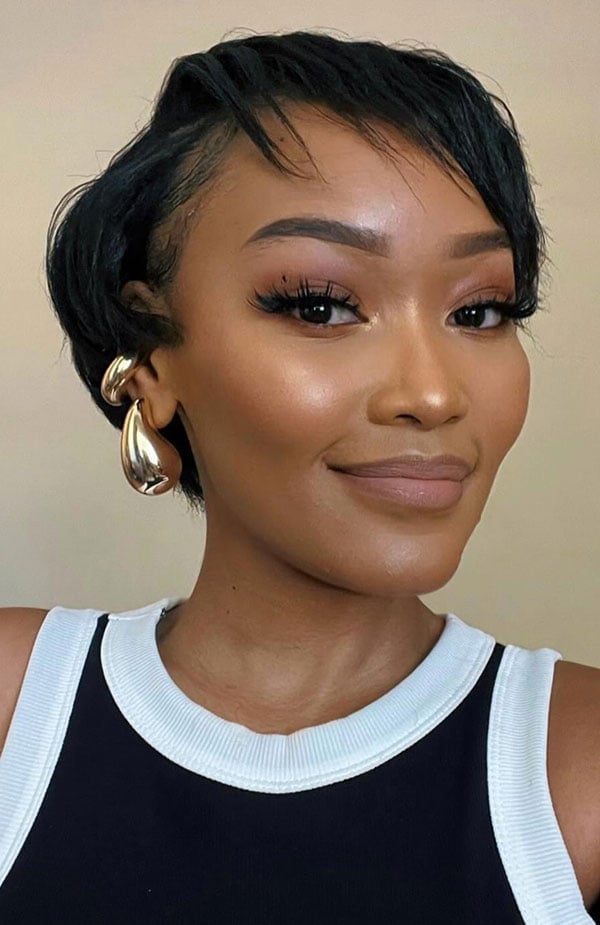 Black Cropped Pixie With Tousled Texture Black Cropped Pixie With Tousled Texture — Classy Thinning Hair