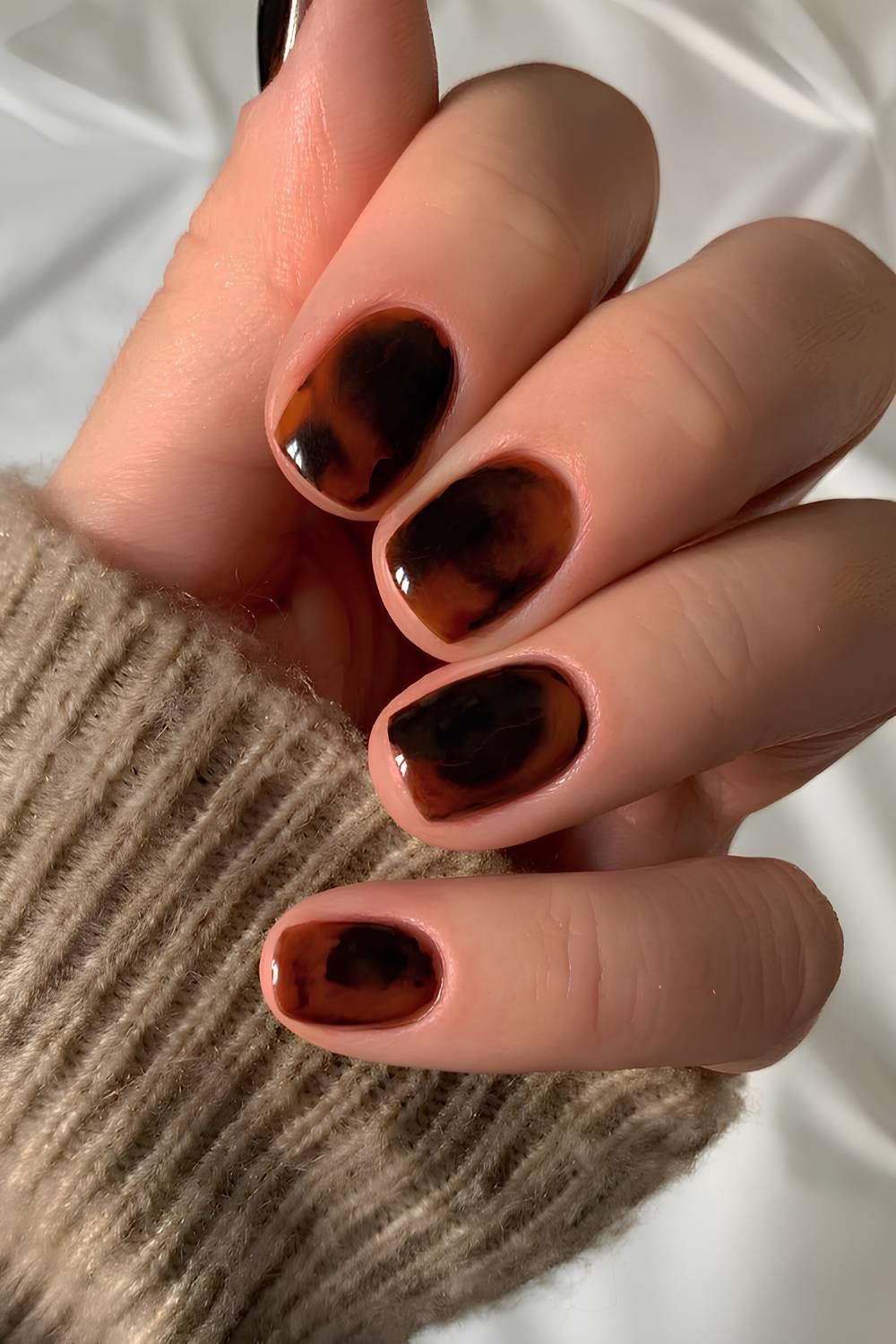 Medium Square Nails With Translucent Tortoise — Classy Tortoise Shell Nails