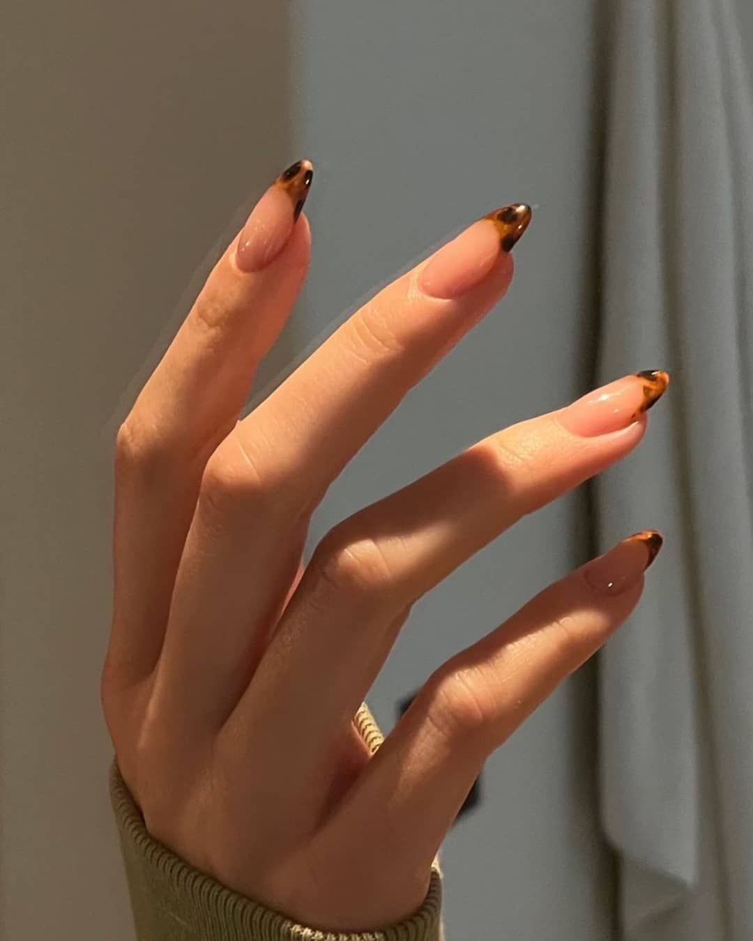 Long Almond Nails With Bold Tortoise Pattern, Stiletto — Classy Tortoise Shell Nails