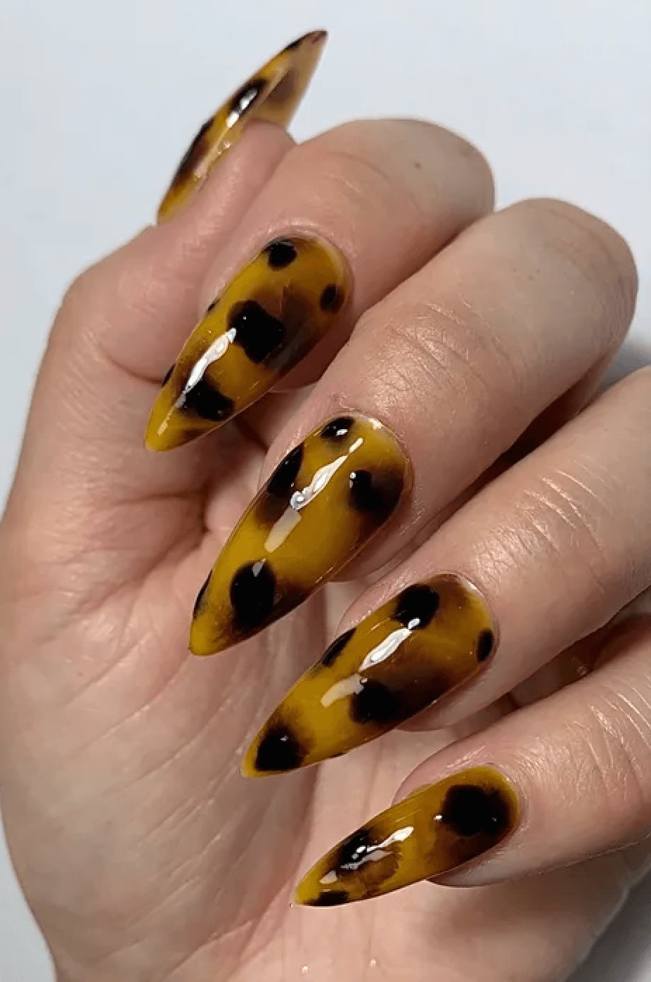 Long Stiletto Nails With Yellow Tortoise Shell — Classy Tortoise Shell Nails
