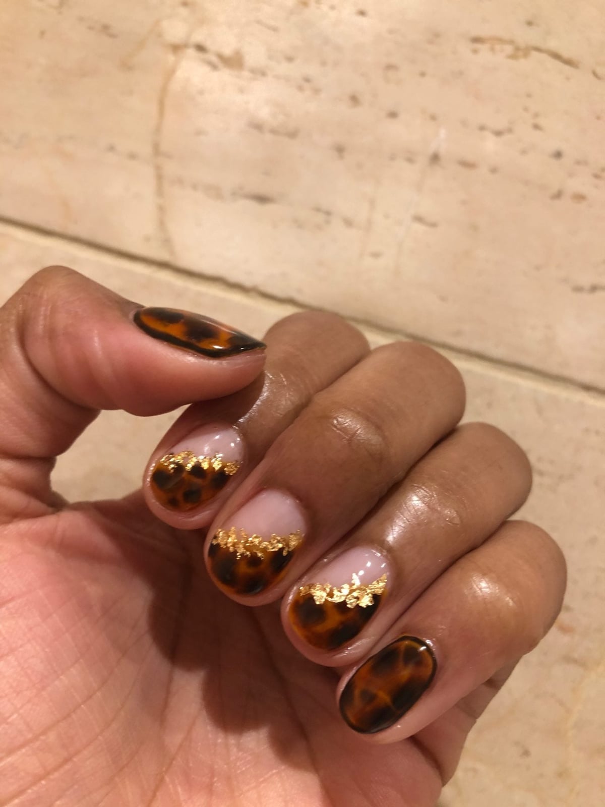 Medium Almond Tortoise Pattern On White — Classy Tortoise Shell Nails