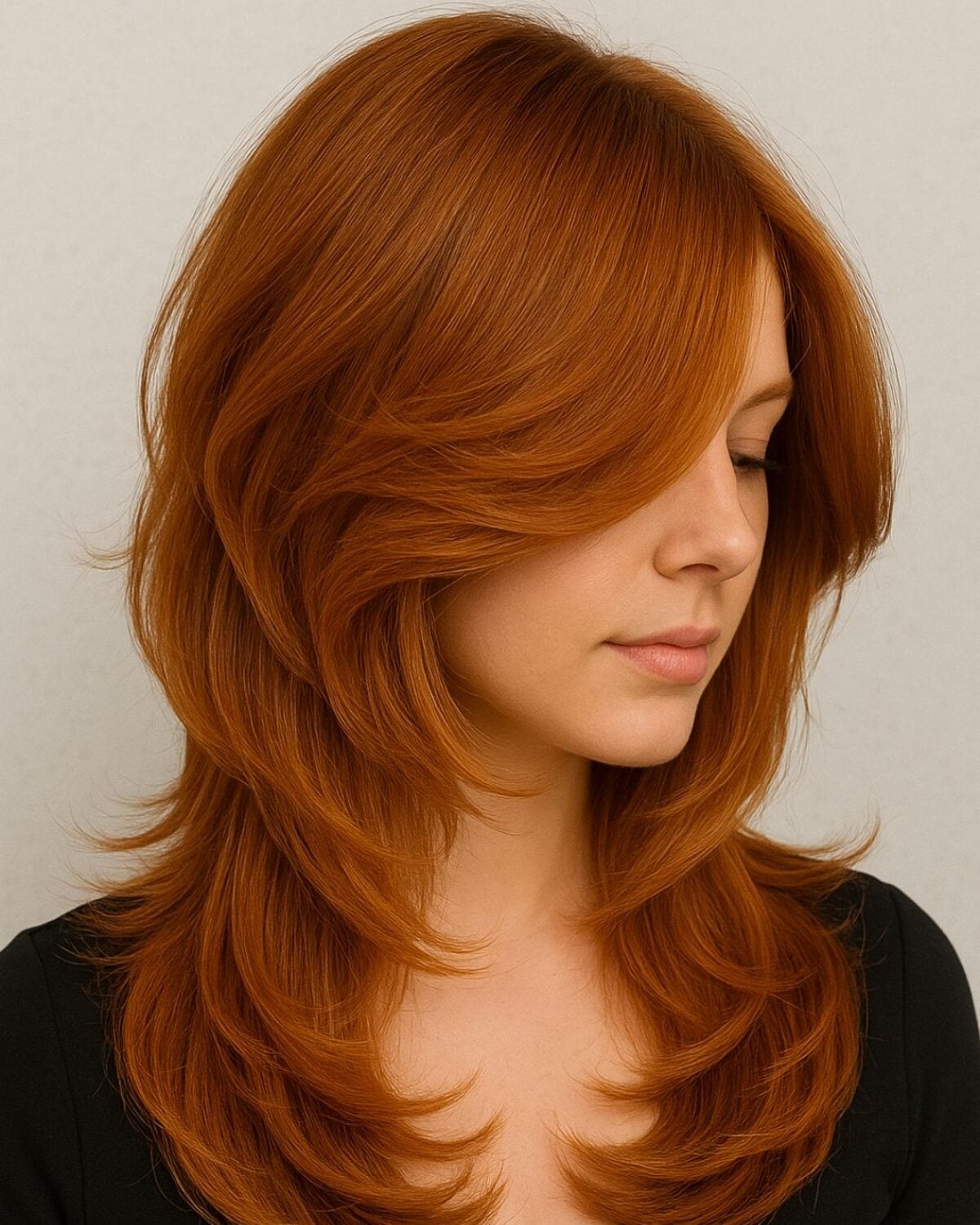 Mid-Back Vibrant Copper With Face-Framing Layers Mid-Back Vibrant Copper With Face-Framing Layers — Classy Trending Hairstyle