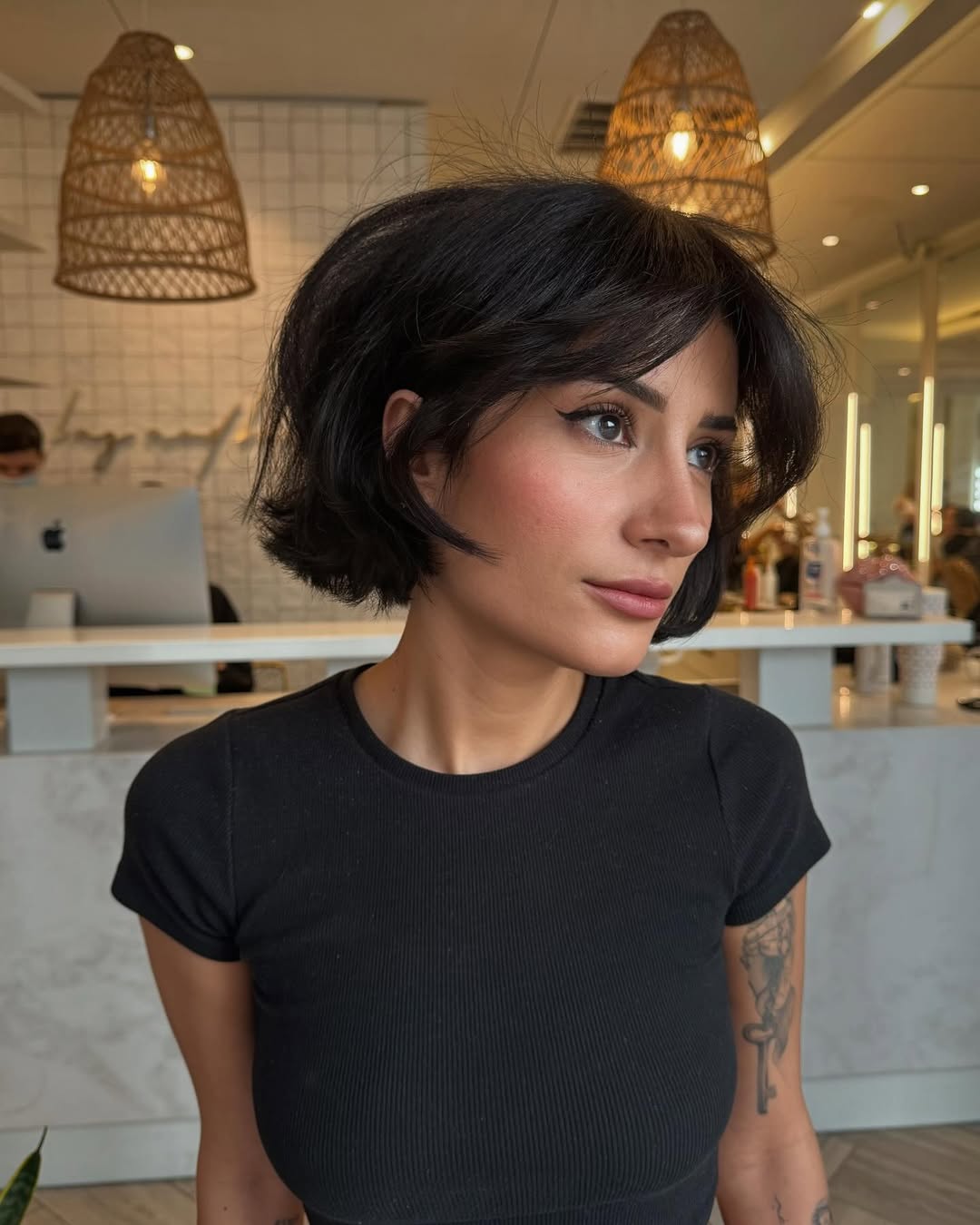Chin-Length Bob With Wispy Bangs Chin-Length Bob With Wispy Bangs — Classy Trending Hairstyle