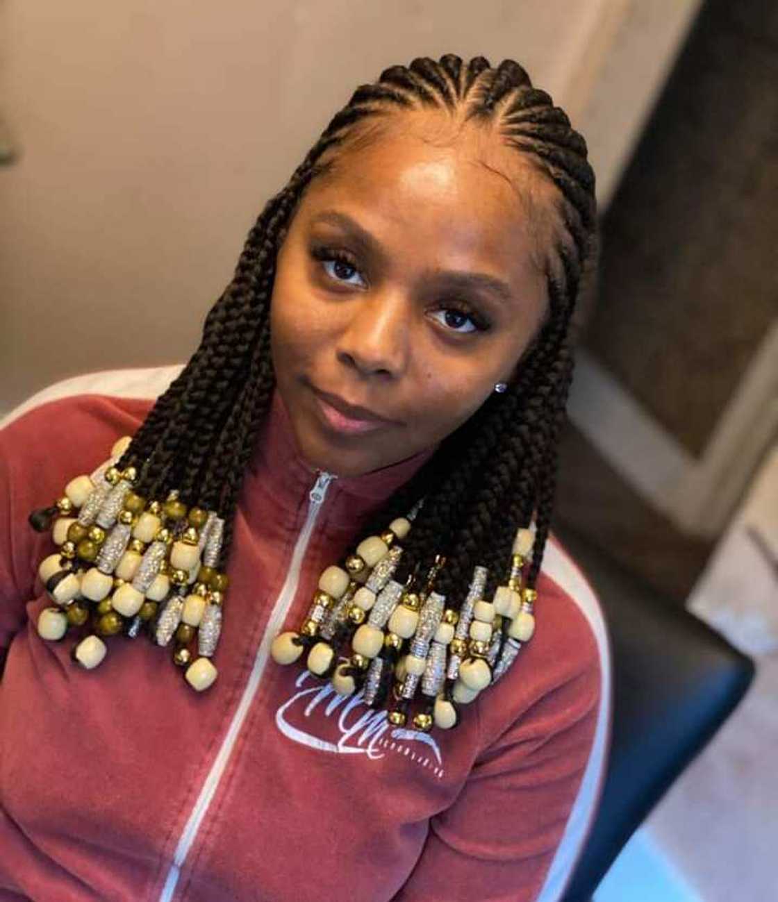 Thick Box Braids With Large Gold And Cream Beads — Classy Tribal Braids Hairstyles