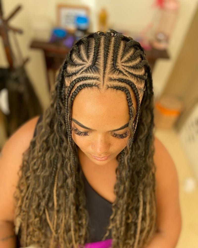 Cornrows With Star Pattern And Brown Highlights — Classy Tribal Braids Hairstyles