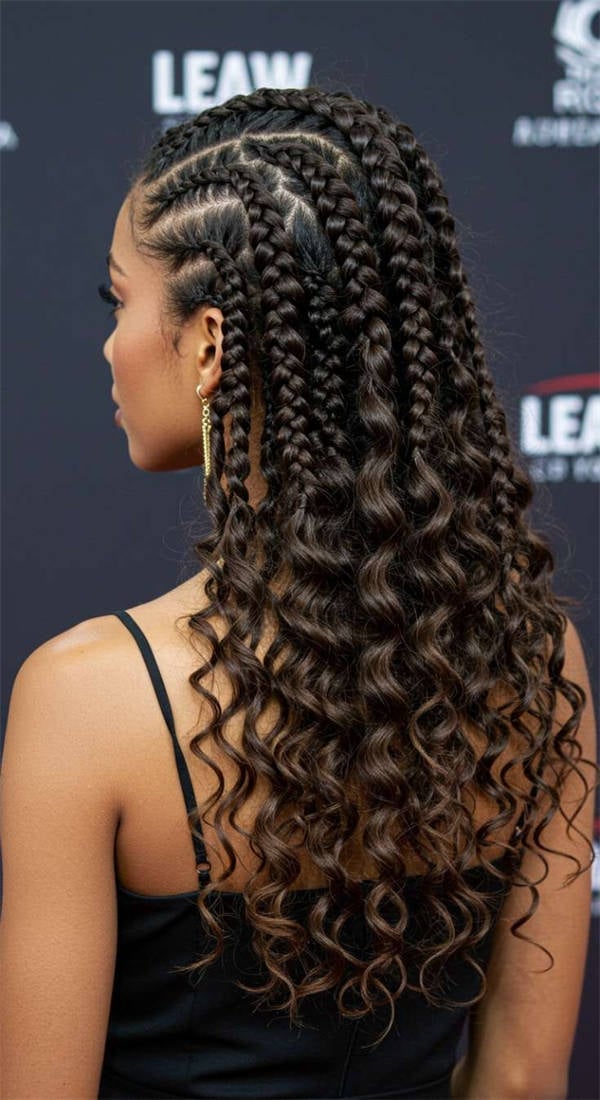 Braids With Brown Highlights And Curly Ends, Mid-Back — Classy Tribal Braids Hairstyles