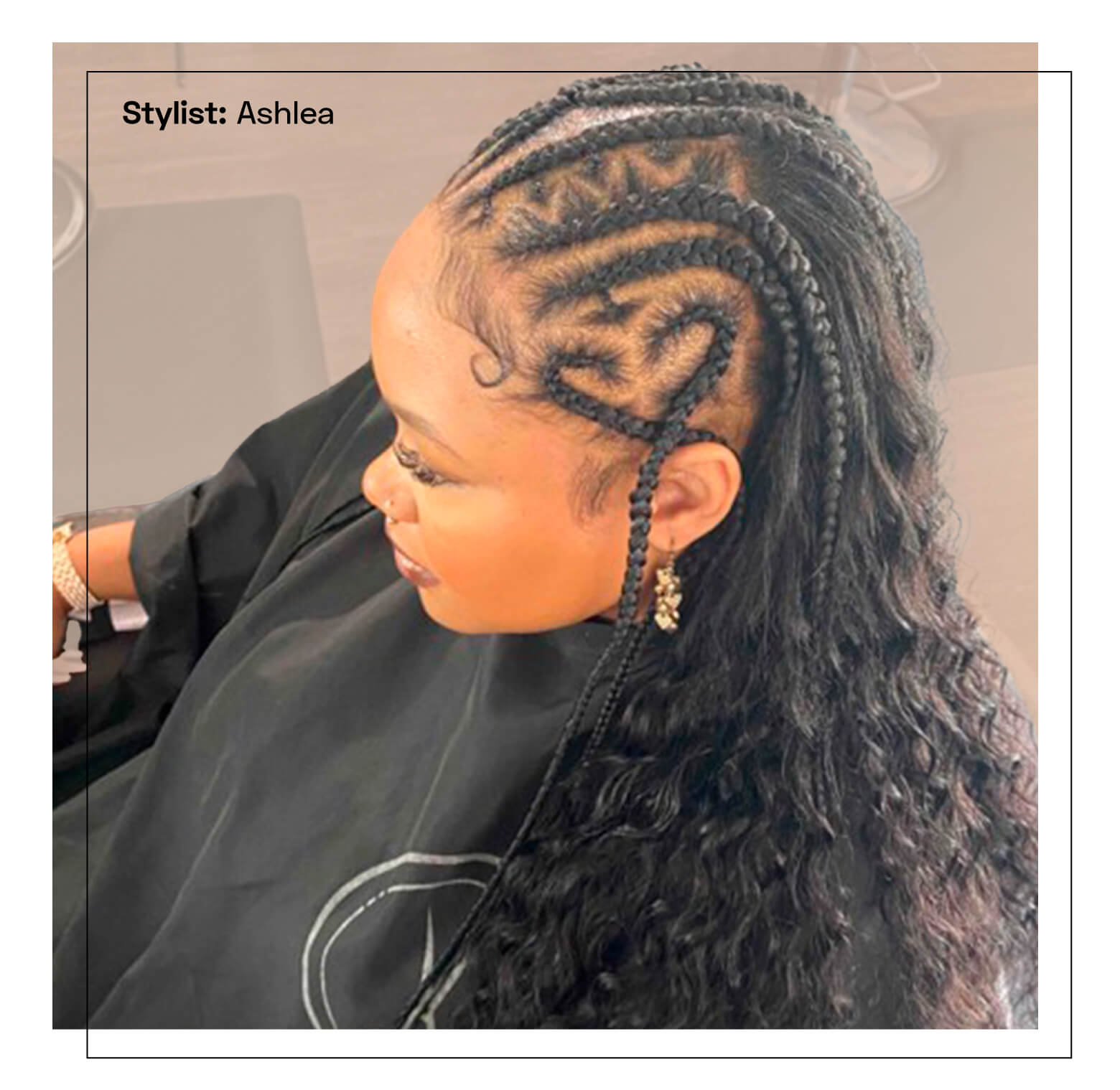 Geometric Heart Pattern Cornrows With Wavy Braids — Classy Tribal Braids Hairstyles