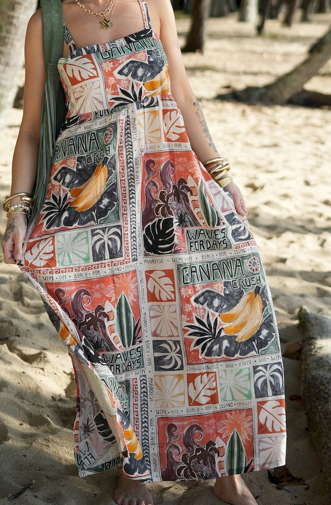 Multi-Colored Tropical Print Maxi Dress for Beach, Everyday Version Multi-Colored Tropical Print Maxi Dress for Beach, Everyday Version — Classy Tropical Outfits