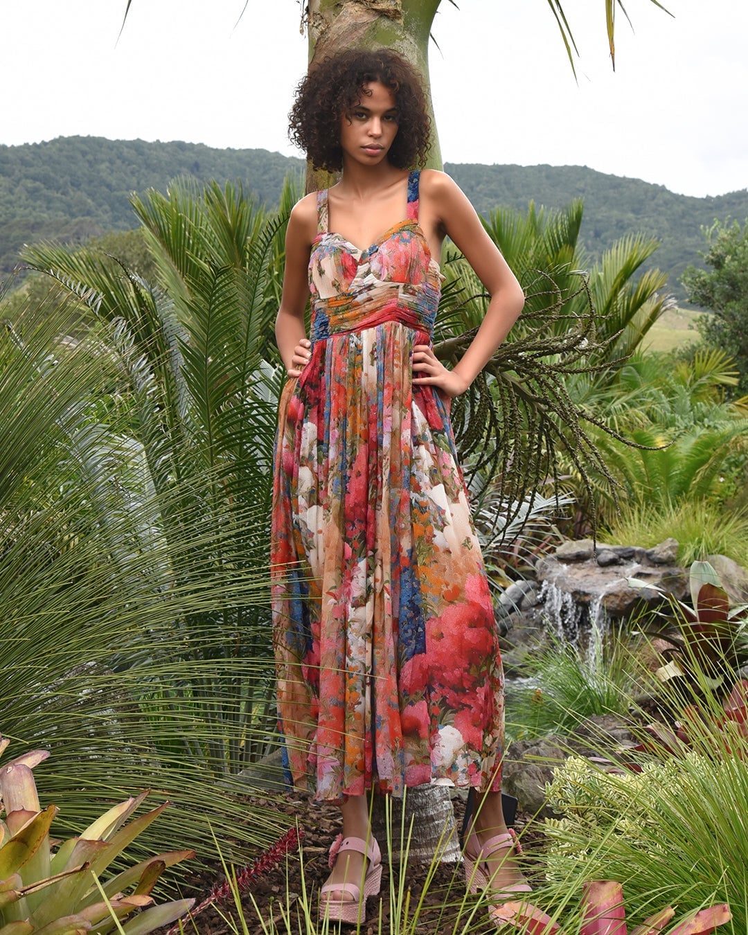 Multi-Colored Floral Maxi Dress for Tropical, Office-Safe Version Multi-Colored Floral Maxi Dress for Tropical, Office-Safe Version — Classy Tropical Outfits