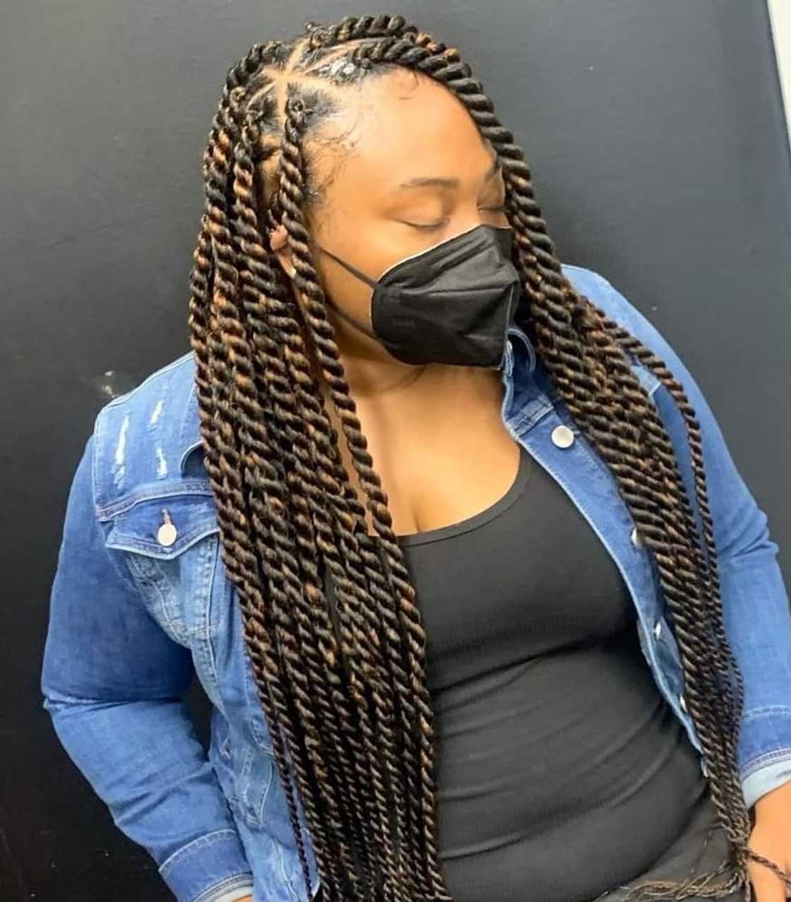 Mid-Back Twist Braids With Two-Tone Color — Classy Twist Hairstyles