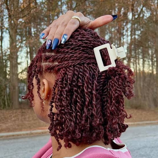 Shoulder Length Dark Brown Twists With Auburn Highlights And Curly — Classy Twist Hairstyles