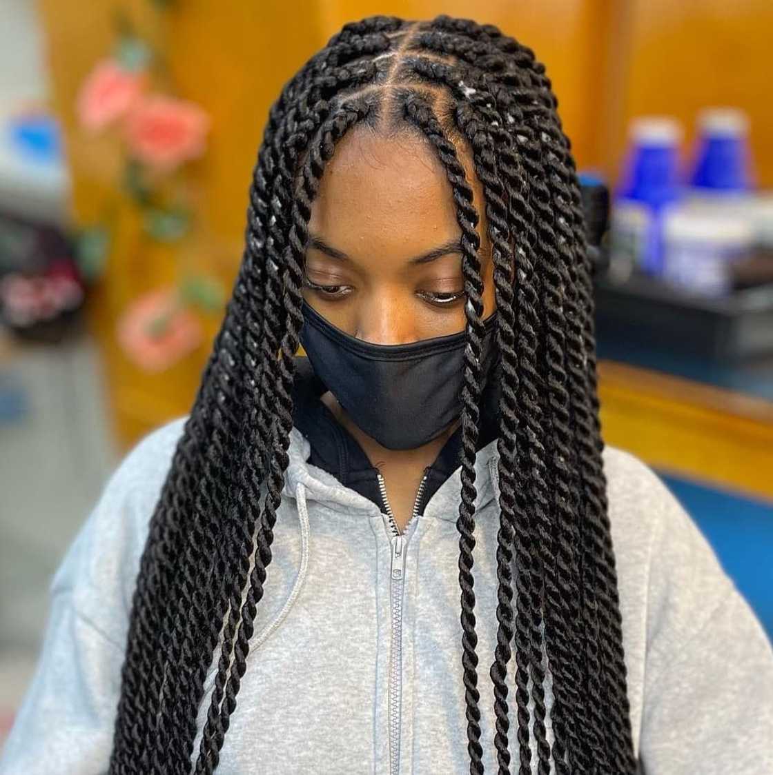 Mid-Back Thick Black Twist Braids — Classy Twist Hairstyles